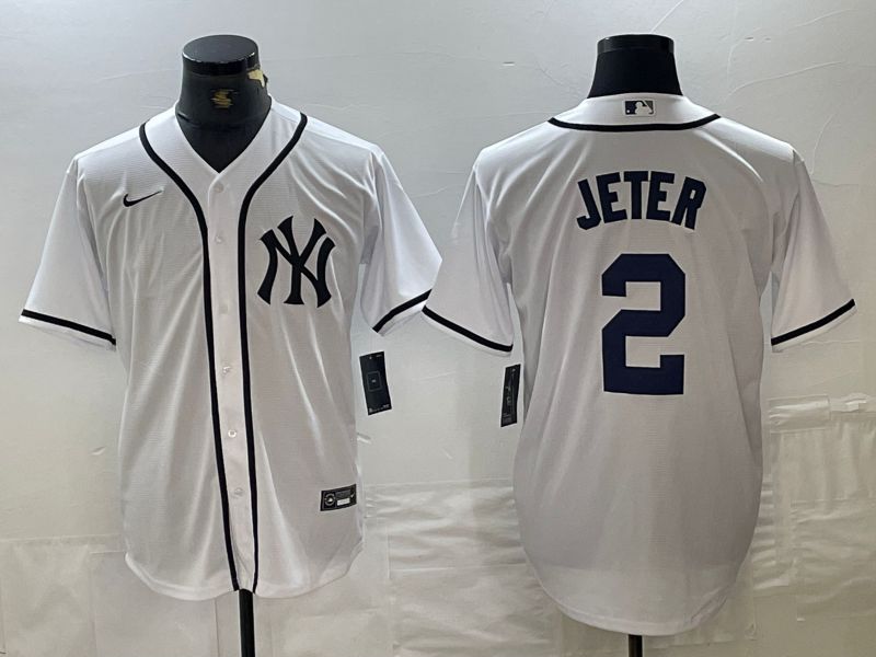 Men New York Yankees 2 Jeter White Third generation joint name Nike 2024 MLB Jersey style 1